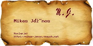 Mikes János névjegykártya